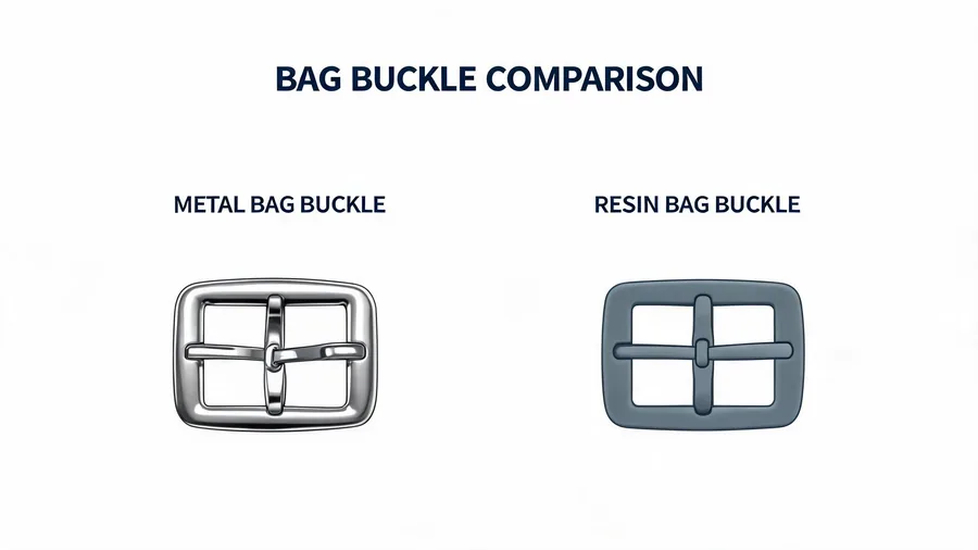 Metal and resin bag buckles compared side by side