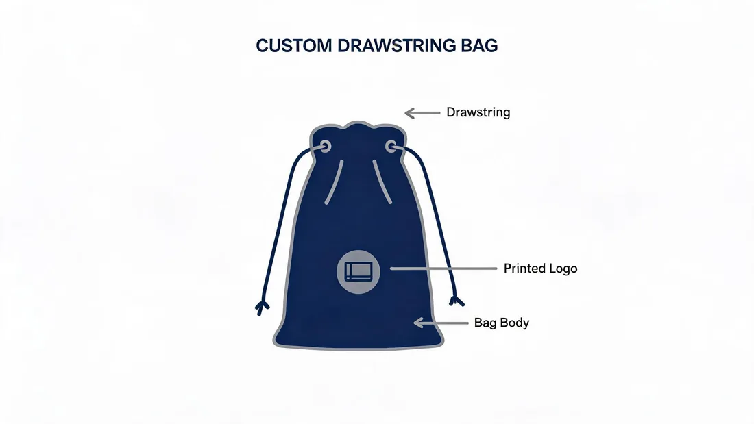 Custom clothing packaging bags with drawstring closure and branded print