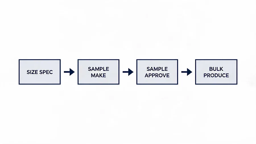 Process diagram for custom drawstring pouch sampling and bulk order