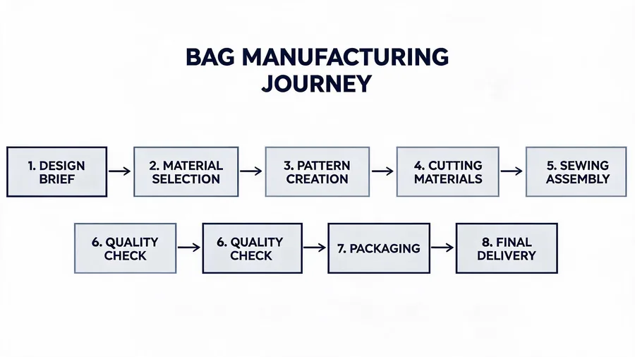 8-step bag manufacturing process flow diagram
